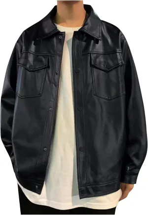 Ymosrh Mens Jacket Autumn and Winter Leather Jacket Men's Trend Loose Jacket Coats Jackets