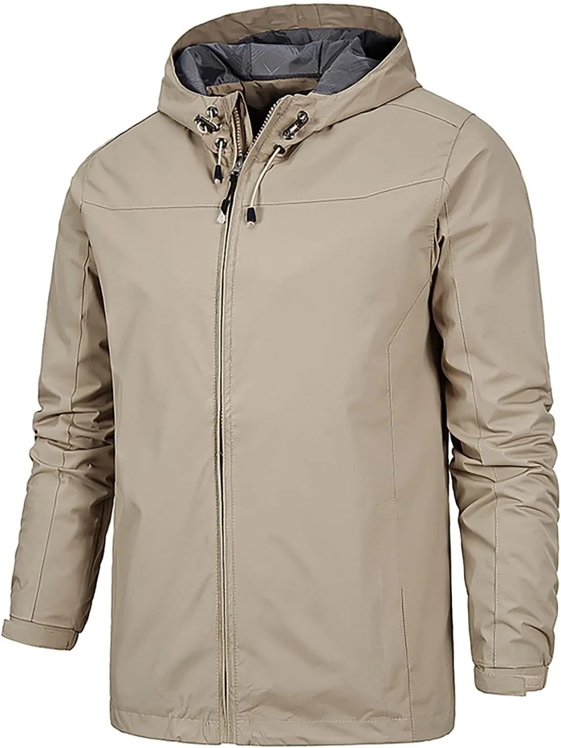 Ymosrh Men's Rain Coat Jackets Lightweight Nylon Windbreaker Wind & Water Resistant Jacket, XL-5XL