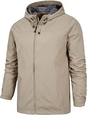Ymosrh Men's Rain Coat Jackets Lightweight Nylon Windbreaker Wind & Water Resistant Jacket, XL-5XL
