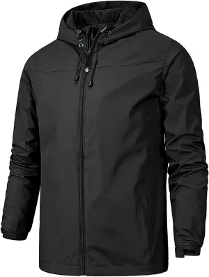 Ymosrh Men's Rain Coat Jackets Lightweight Nylon Windbreaker Wind & Water Resistant Jacket, XL-5XL
