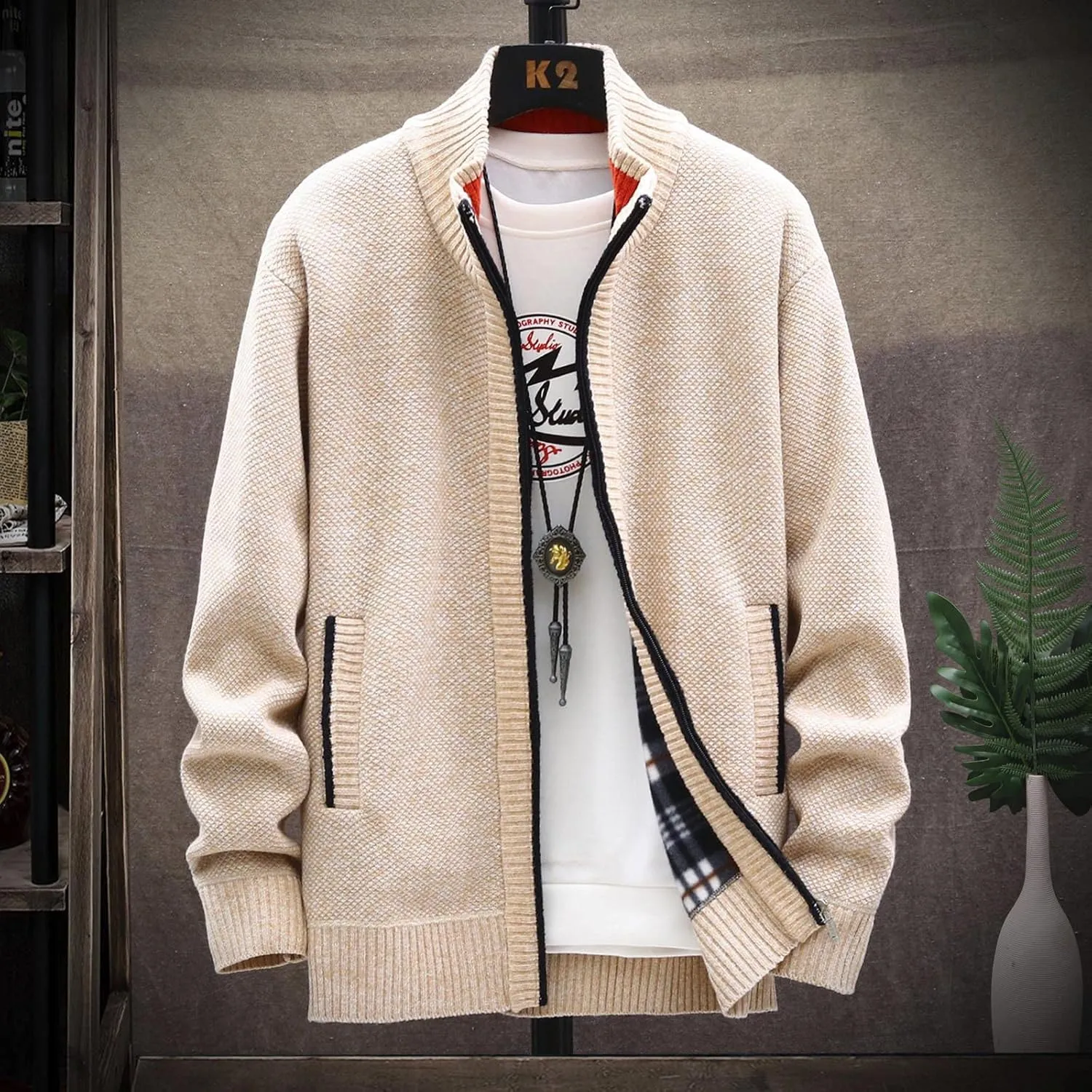 Ymosrh Winter Coats for Men Autumn and Men's Fashion Loose Cardigan Warm Lapel Hooded Jacket Sweater Mens Coats