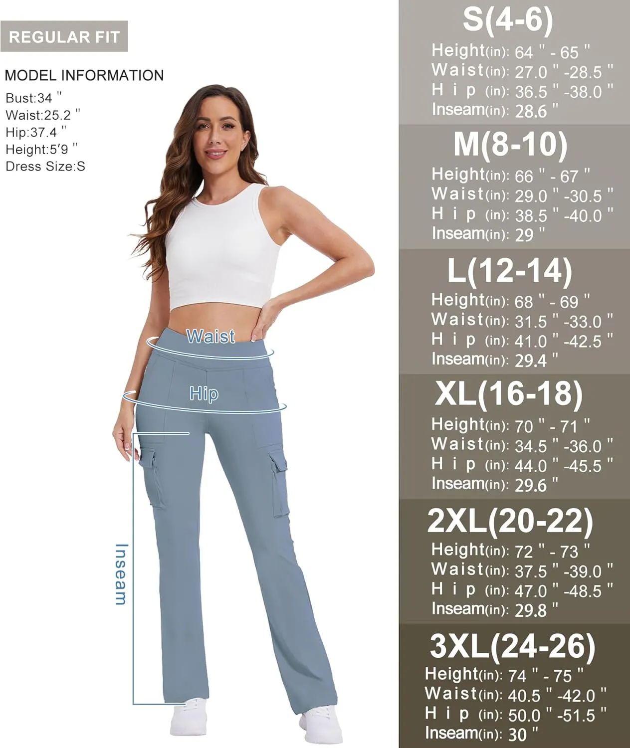 Yoga Flare Leggings for Women High Waisted Yoga Casual Pants Workout Leggings Cargo with 6 Pockets Bootcut Pants