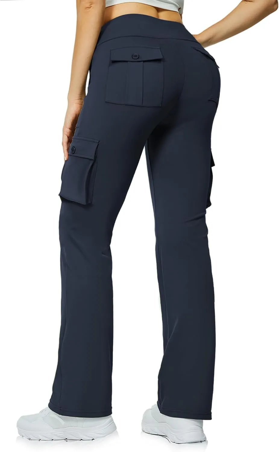 Yoga Flare Leggings for Women High Waisted Yoga Casual Pants Workout Leggings Cargo with 6 Pockets Bootcut Pants