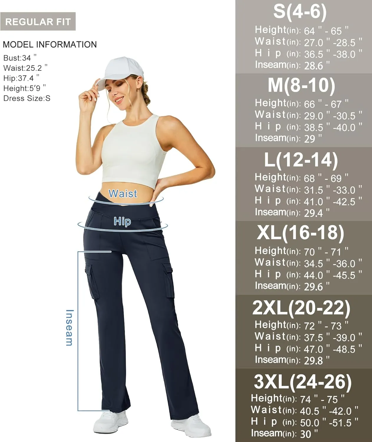 Yoga Flare Leggings for Women High Waisted Yoga Casual Pants Workout Leggings Cargo with 6 Pockets Bootcut Pants
