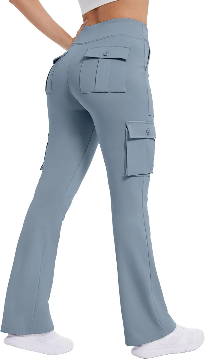 Yoga Flare Leggings for Women High Waisted Yoga Casual Pants Workout Leggings Cargo with 6 Pockets Bootcut Pants