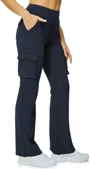 Yoga Flare Leggings for Women High Waisted Yoga Casual Pants Workout Leggings Cargo with 6 Pockets Bootcut Pants