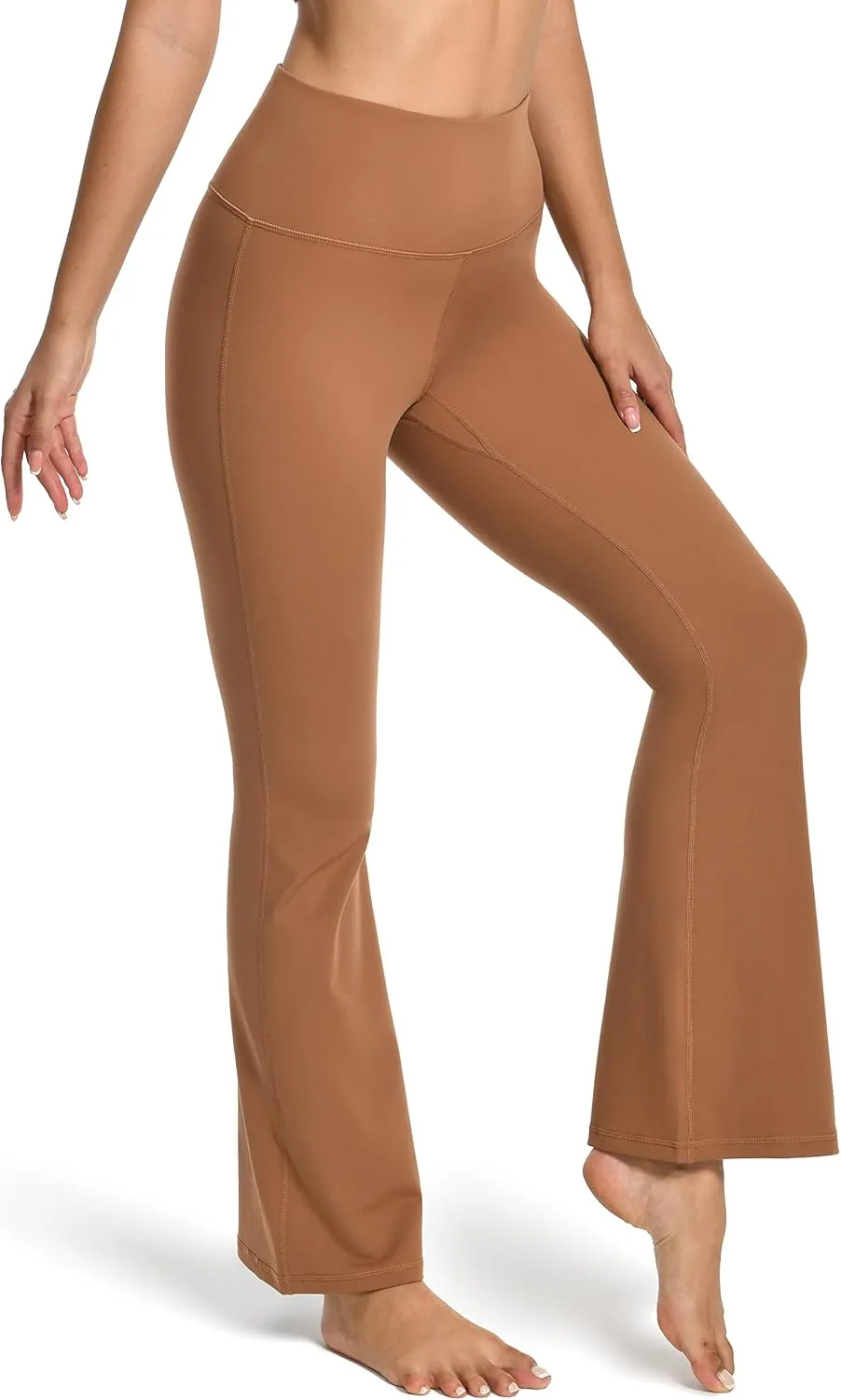 YUNOGA Women's High Waist Flared Leggings, 30"/32" Bootcut Casual Yoga Pants, Tummy Control Bell Bottom Leggings with Pockets