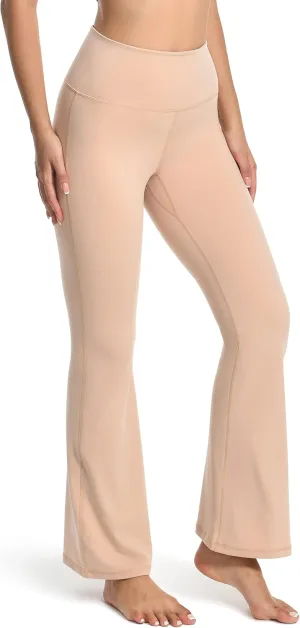 YUNOGA Women's High Waist Flared Leggings, 30"/32" Bootcut Casual Yoga Pants, Tummy Control Bell Bottom Leggings with Pockets