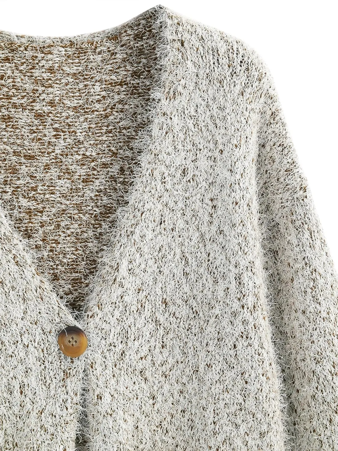 ZAFUL Womens Open Front Fuzzy Cardigan Sweaters Long Sleeve Oversized Loose Knit Sweater with Pockets