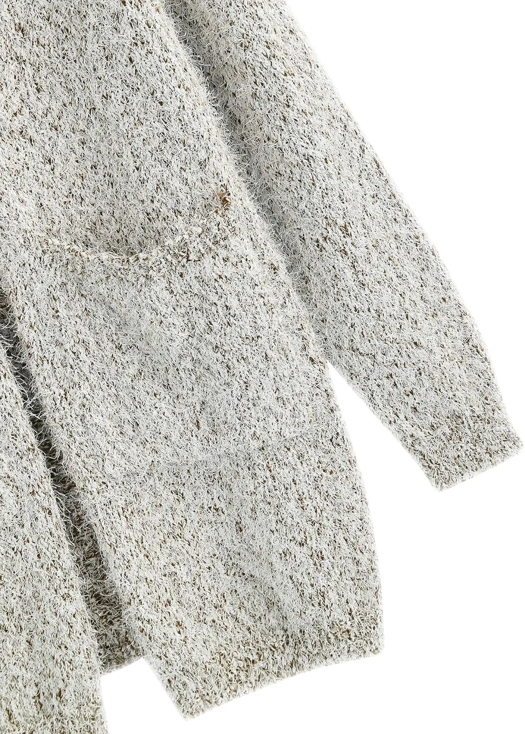 ZAFUL Womens Open Front Fuzzy Cardigan Sweaters Long Sleeve Oversized Loose Knit Sweater with Pockets