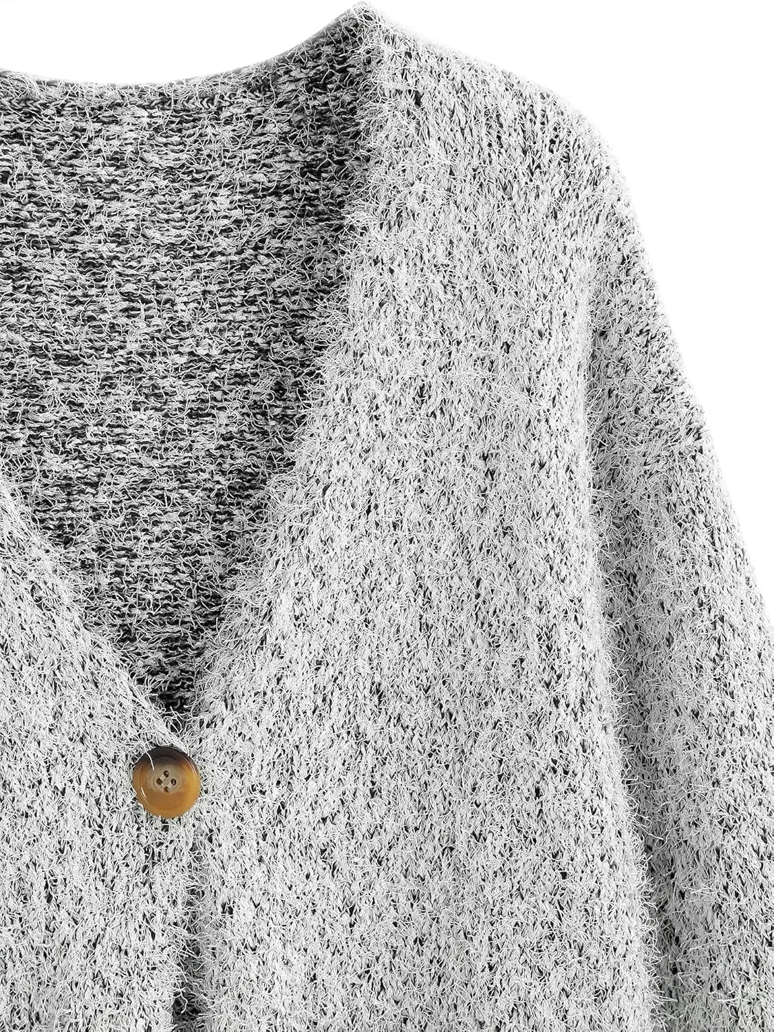 ZAFUL Womens Open Front Fuzzy Cardigan Sweaters Long Sleeve Oversized Loose Knit Sweater with Pockets