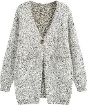 ZAFUL Womens Open Front Fuzzy Cardigan Sweaters Long Sleeve Oversized Loose Knit Sweater with Pockets
