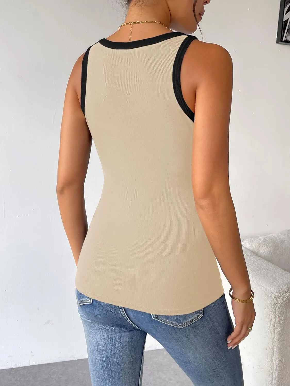 Zeagoo Womens Tank Top Racerback Crowl Neck Casual Basic Ribbed Knit Fitted Sleeveless Shirts S-XXL
