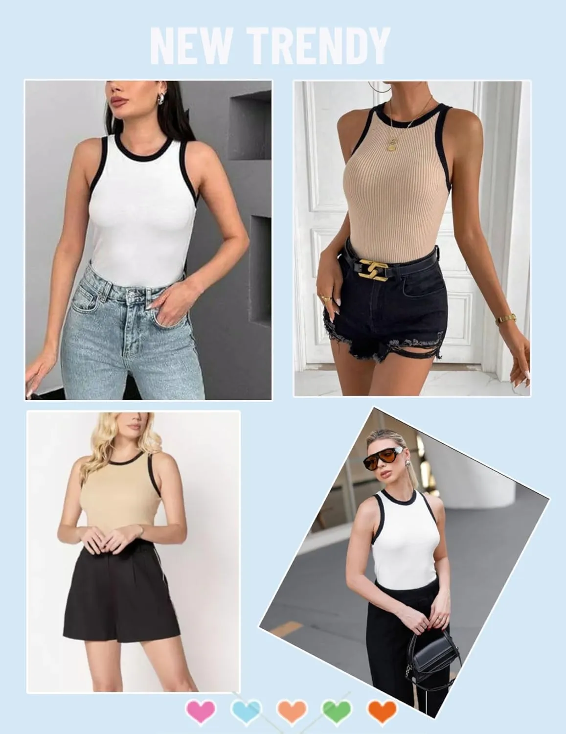 Zeagoo Womens Tank Top Racerback Crowl Neck Casual Basic Ribbed Knit Fitted Sleeveless Shirts S-XXL