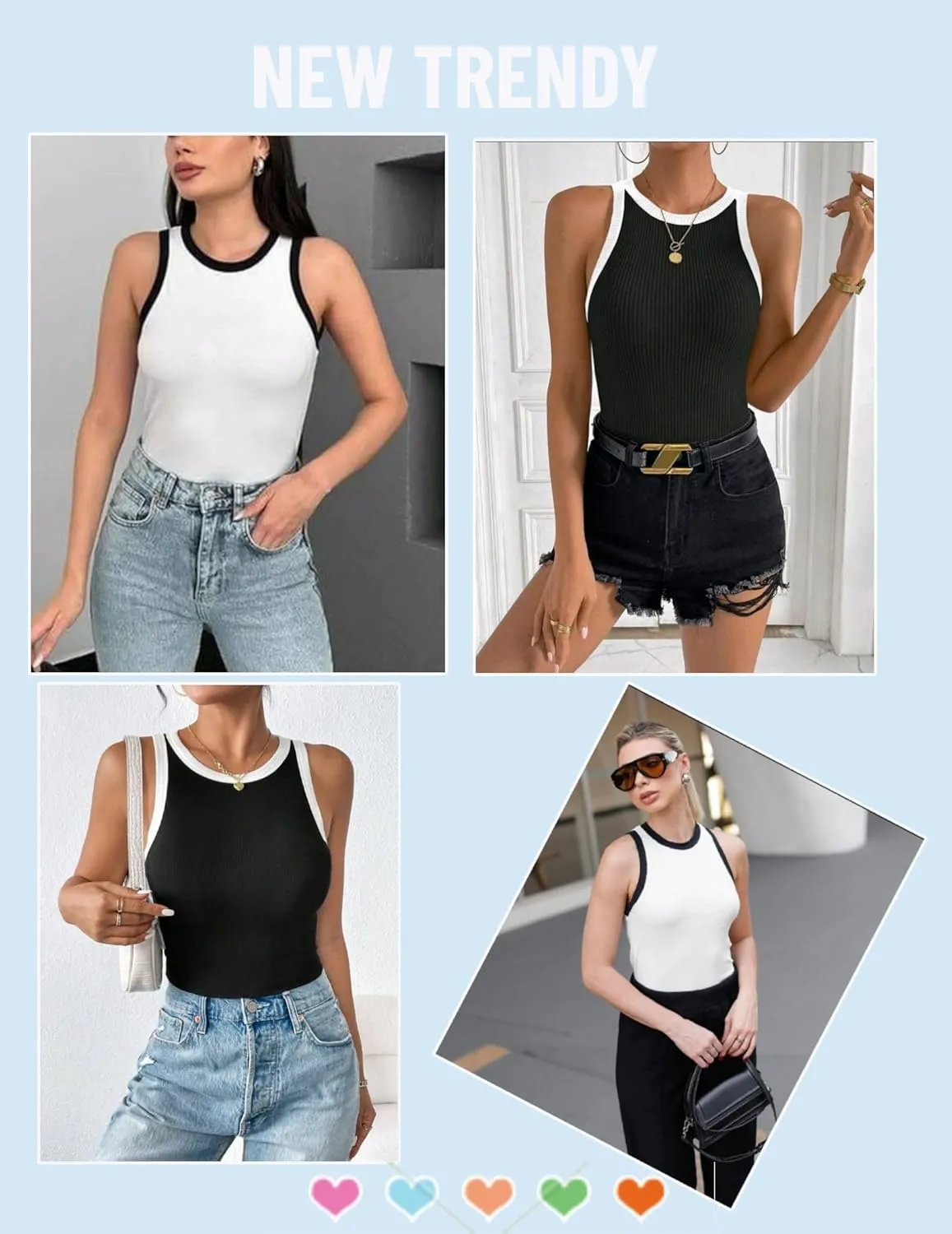 Zeagoo Womens Tank Top Racerback Crowl Neck Casual Basic Ribbed Knit Fitted Sleeveless Shirts S-XXL