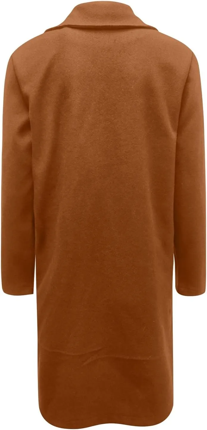 ZEFOTIM Trench Coat Women,Ladies Elegant Lapel Solid Button Down Blazer Casual Work Wear Long Windbreaker Trench Coat