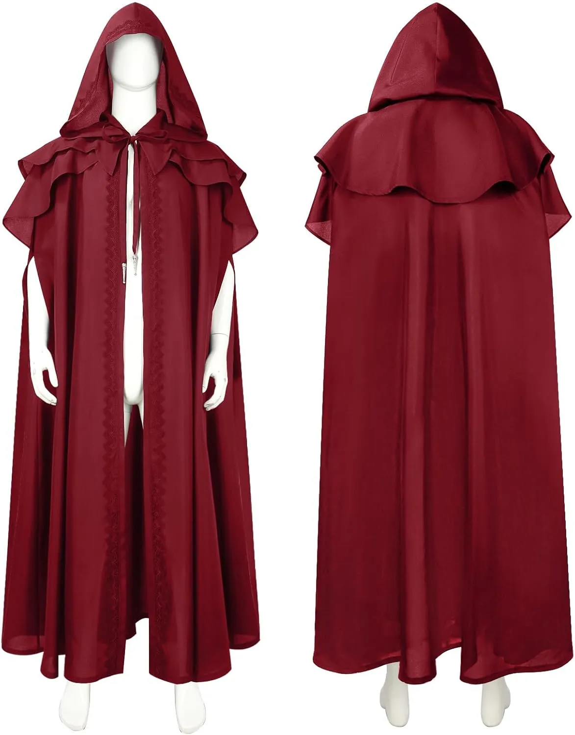 Zeiyignr Unisex Casual Poncho Cape Cloak Fashion Medieval Witch Cloak Full Length Halloween Christmas Fancy Cape Gothic Robe
