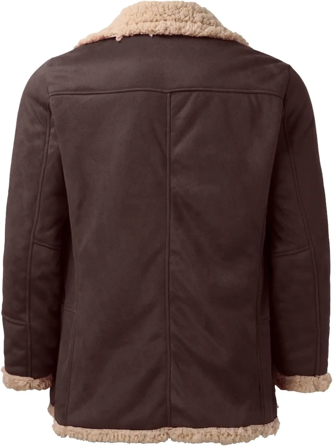 ZWRXW Men's Sheepskin Leather Jackets Shearling Fur Lined Bomber Jacket Winter Thicke Warm Lapel Outwear Coats with Pockets